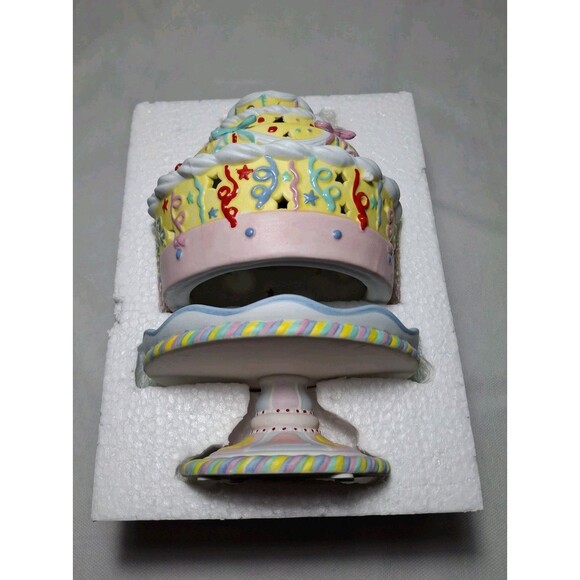 Retired PartyLite Celebration Cake Tealight Candle Holder Ceramic 7.5" - Picture 10 of 10